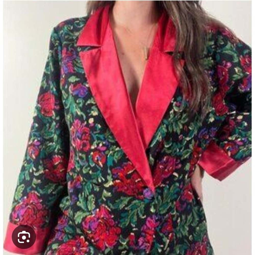 Victorias Secret vintage Floral Satin Pajama Jacket Blazer Style S